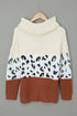 Turtleneck Splicing Chunky Knit Pullover Sweater